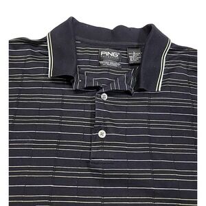 Ping UV Protection Vertical Striped Athletic Golf Polo Shirt Men's Large